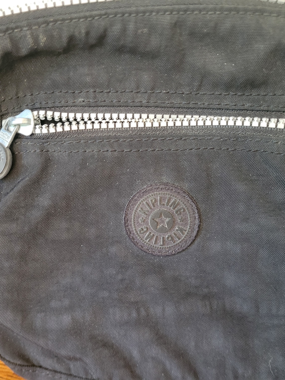 Kipling Black Nylon Crossbody Bag with Silver Zipper